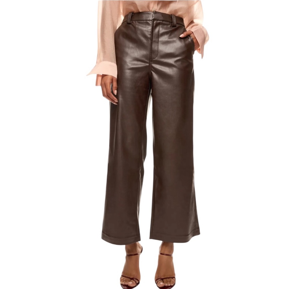 Joes Jeans The Mia Vegan Leather Crop Trouser Chocolate Brown Womens 28